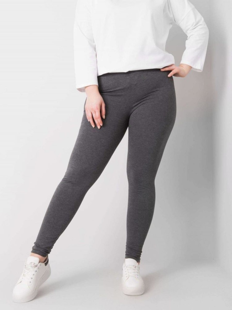 Odziez maloma | Legginsy Plus Size Spodnie W Kolorze Ciemno Szarym Melanz Basic Melanz/Szary