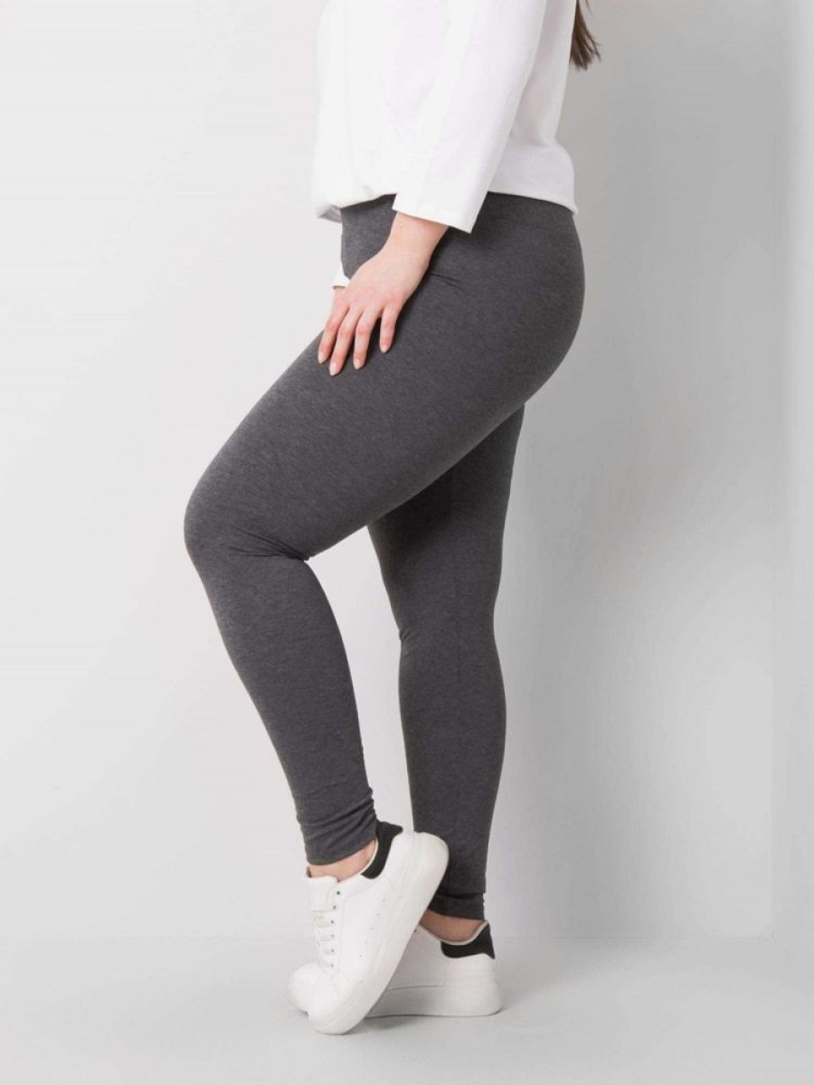 Odziez maloma | Legginsy Plus Size Spodnie W Kolorze Ciemno Szarym Melanz Basic Melanz/Szary