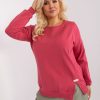 Odziez maloma Bluzy Bez Kaptura | Lekka Bluza Damska Plus Size W Kolorze M Naszywka Rozciecie Yamini Koralowy