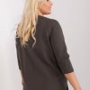 Odziez maloma Bluzki Basic | Bluzka Damska Plus Size W Kolorze Rozciecia Z Rekawem 3/4 Dilzy Khaki