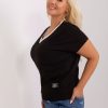 Odziez maloma T-Shirty Jednokolorowe | Bluza Damska Plus Size W Kolorze Czarnym Dekolt V Jose