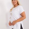 Odziez maloma T-Shirty One Size | Bluzka Damska Plus Size W Kolorze M Krotki Rekaw Nadruk Print Wazki Rozciecia Bialy