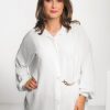 Odziez maloma Koszule Klasyczne | Duza Koszula Plus Size W Kolorze Bialym Oversizeoty Lancuch Cande