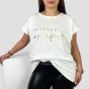 Odziez maloma T-Shirty Z Nadrukiem | Nietoperz T-Shirt Damski Plus Size W Kolorze Ecruoty Print Perfectly Imperfect Ecru/Bialy