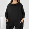 Odziez maloma Bluzki Oversize | Mega Oversize Bluzka Plus Size W Kolorze M Zakladka Dekolt Woda Kieszenie Crystal Czarny