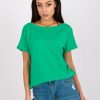 Odziez maloma T-Shirty Basic | Bluzka Damska W Kolorze M Dekolt Na Plecach W Serek V-Neck Caro Zielony