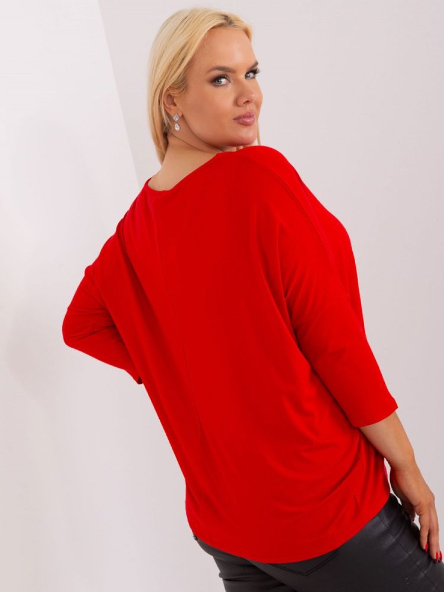 Odziez maloma Bluzki Oversize | Bluzka Damska Plus Size W Kolorze M Luzna Oversize Charo Czerwony