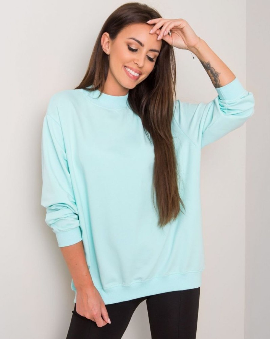 Odziez maloma Bluzy Basic | Bluza Damska W Kolorze M Oversize Basic Lea Mietowy