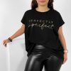 Odziez maloma T-Shirty Z Nadrukiem | Nietoperz T-Shirt Damski Plus Size W Kolorze Moty Print Perfectly Imperfect Czarny