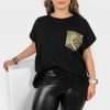 Odziez maloma T-Shirty Z Nadrukiem | Nietoperz T-Shirt Damski Plus Size W Kolorze M Printota Kieszonka Czarny