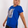 Odziez maloma T-Shirty One Size | Bluzka Damska Plus Size W Kolorze Kobaltowym Serca Dzety Iwon