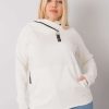 Odziez maloma Bluzy Kangurki | Bluza Damska Plus Size W Kolorze Ecru Kaptur Na Zamek Style