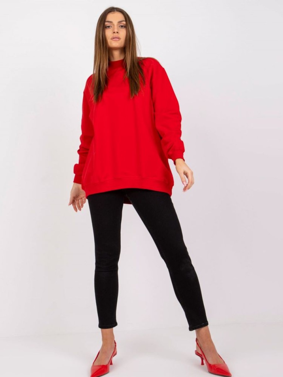 Odziez maloma Bluzy Basic | Bluza Damska W Kolorze M Oversize Basic Lea Czerwony