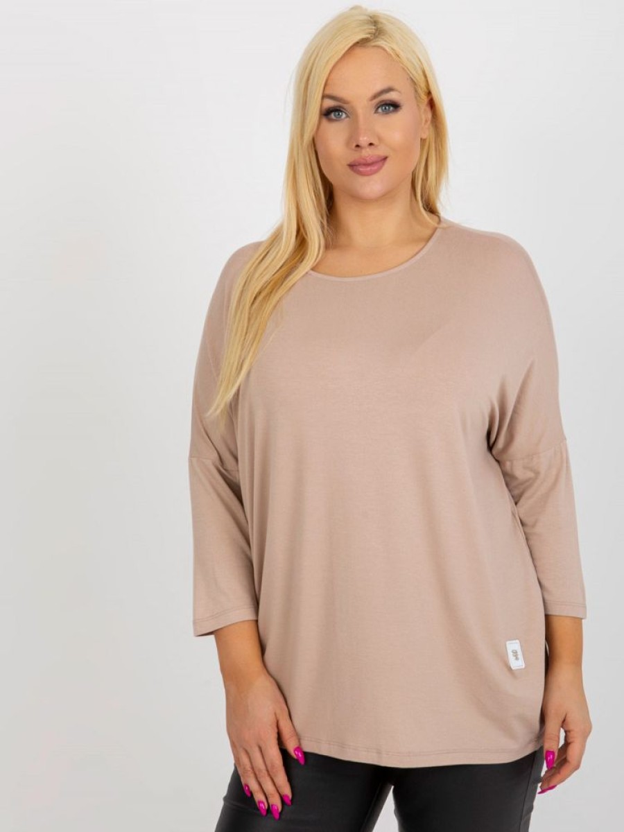 Odziez maloma Bluzki Oversize | Bluzka Damska Plus Size W Kolorze M Luzna Oversize Charo Bezowy