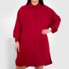 Odziez maloma Sukienki Na Co Dzien | Koszula Tunika Plus Size W Kolorze M Sukienka Oversize Guziki Enia Bordowy