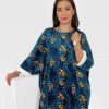 Odziez maloma Tuniki Z Nadrukiem | Welurowa Tunika Bluzka Plus Size Oversize Dluzszy Tyl Print Wzor Liscie Paproci Lindy Multikolor/Czarny/Turkusowy/Zolty