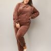 Odziez maloma Komplety Sportowe | Welurowy Dres Damski Plus Size W Kolorze Czekoladowym Komplet Spodnie I Bluza Alice Brazowy