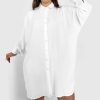 Odziez maloma Sukienki Na Co Dzien | Koszula Tunika Plus Size W Kolorze M Sukienka Oversize Guziki Enia Bialy