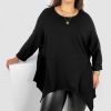 Odziez maloma Bluzki Oversize | Asymetryczna Bluzka Damska Plus Size W Kolorze M Boki Rogi Randi Czarny