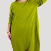 Odziez maloma Sukienki Oversize | Bawelniana Sukienka Plus Size W Kolorze Limonkowym Przeszycia Kieszenie Mavis Zielony/Limonka