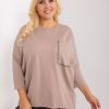 Odziez maloma Bluzy Bez Kaptura | Bluza Bluzka Damska Oversize Nietoperz W Kolorze M Duza Kieszen Napisy Bezowy