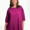 Odziez maloma Bluzki Na Co Dzien | Duza Bluzka Damska W Kolorze Magnety Oversize Rekaw 3/4 Maya Magenta/Fioletowy