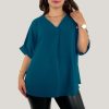 Odziez maloma Bluzki Koszulowe | Elegancka Bluzka Oversize Koszula W Kolorze M Asha Morski