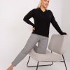 Odziez maloma Swetry W Serek | Sweter Damski Splot Warkoczy W Kolorze M Dekolt V-Neck Nikki Czarny