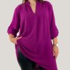 Odziez maloma Koszule Dlugie | Koszula Tunika Plus Size W Kolorze Magenta Sukienka Z Dluzszym Tylem Taylor Fioletowy/Magenta