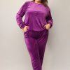 Odziez maloma Komplety Sportowe | Welurowy Dres Damski Plus Size W Kolorze M Komplet Spodnie I Bluza Alice Fioletowy