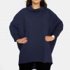 Odziez maloma Tuniki Nietoperz | Mega Oversize Tunika Plus Size W Kolorze Owym Luzny Golf Lazel Granat