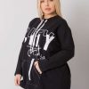 Odziez maloma Bluzy Bez Kaptura | Bluza Damska Plus Size W Kolorze M Oversize Napisy Kieszenie Fancy Czarny