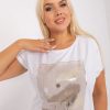 Odziez maloma T-Shirty One Size | Bluzka Damska Rozciecia Plus Size W Kolorze Bialym Zeotym Printem Kwiatow Adrian