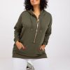 Odziez maloma Bluzy Rozpinane | Bluza Damska Plus Size W Kolorze Zamek Kaptur Dharti Khaki