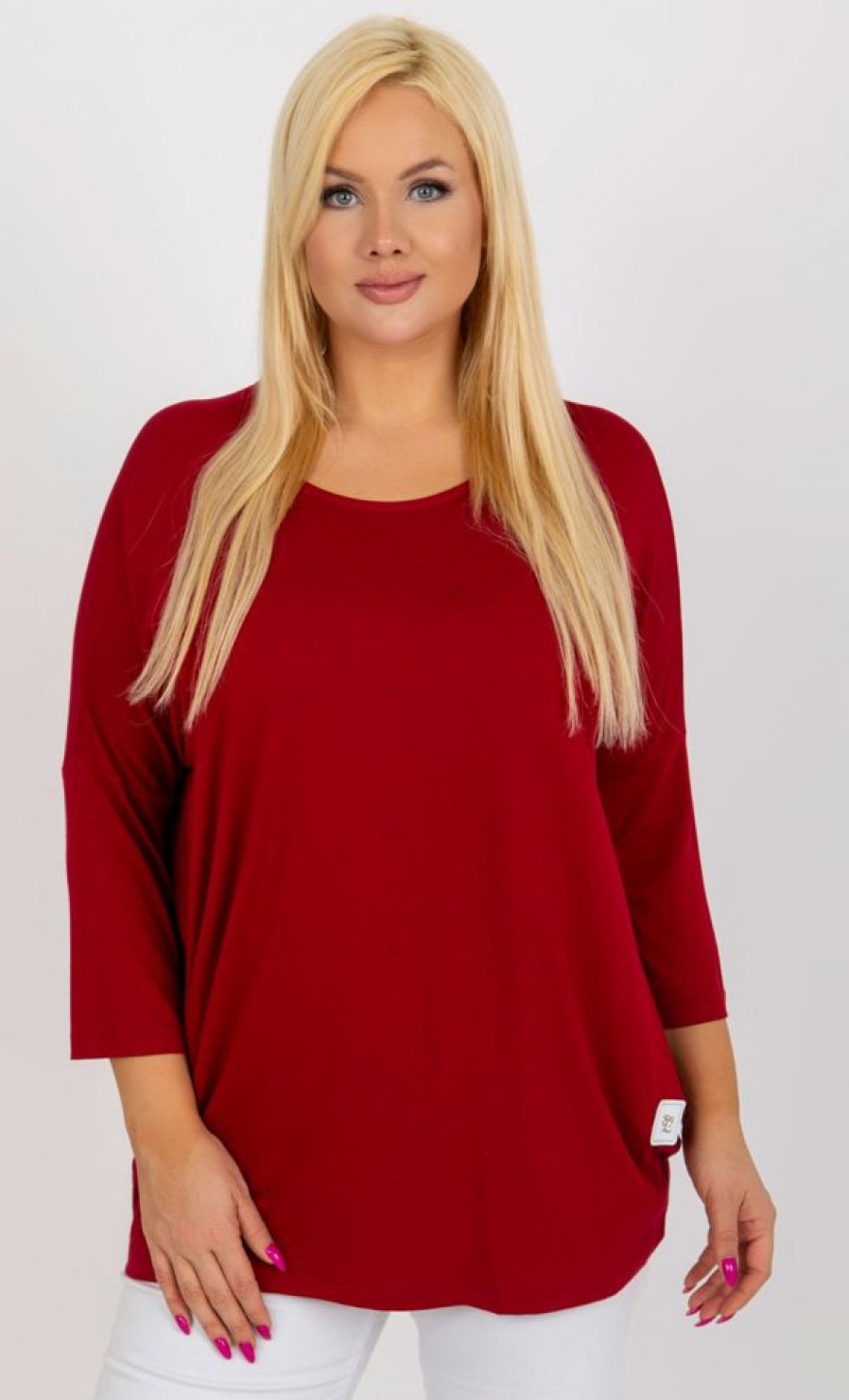 Odziez maloma Bluzki Oversize | Bluzka Damska Plus Size W Kolorze M Luzna Oversize Charo Bordowy