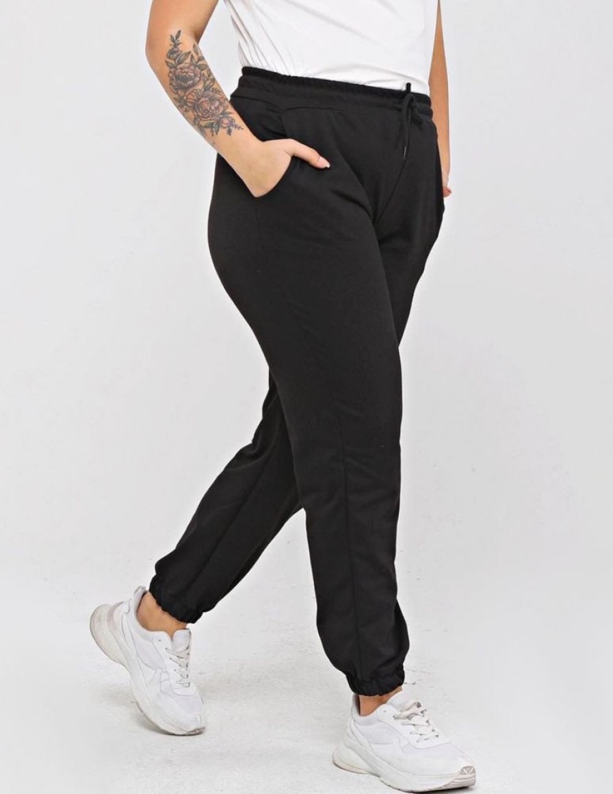 Odziez maloma Spodnie Dresowe | Spodnie Dresowe Damskie W Kolorze M Plus Size Basic Yokko Czarny