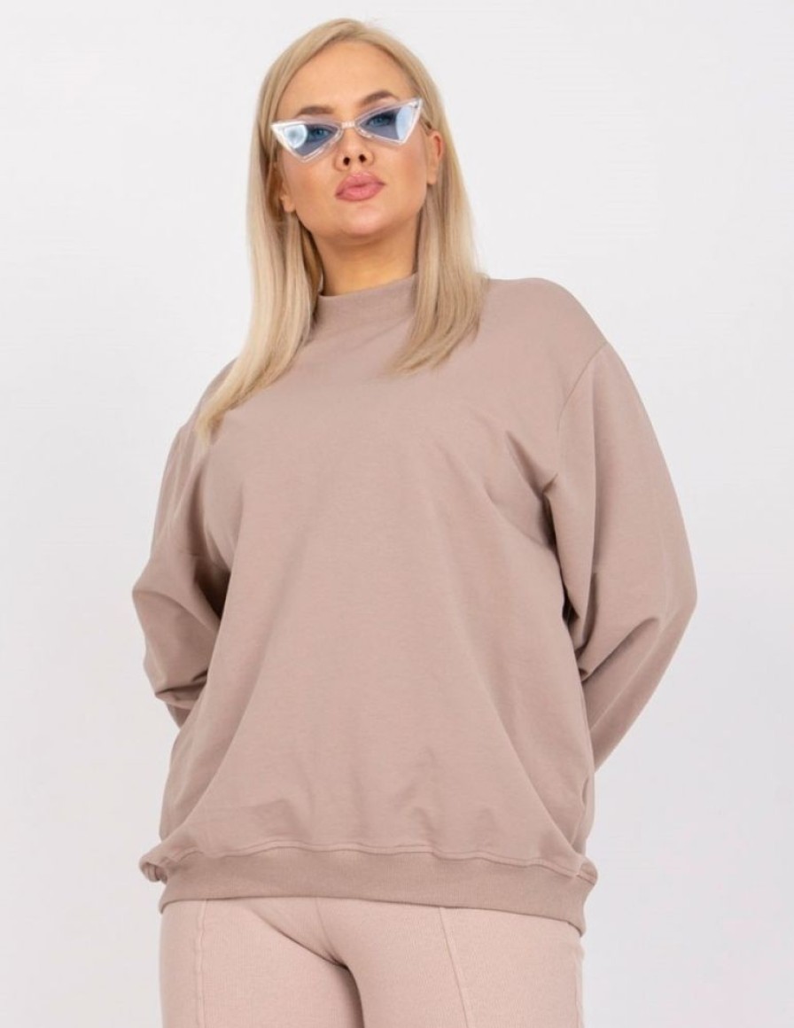 Odziez maloma Bluzy Basic | Bluza Damska Plus Size W Kolorze M Oversize Basic Ravena Bezowy