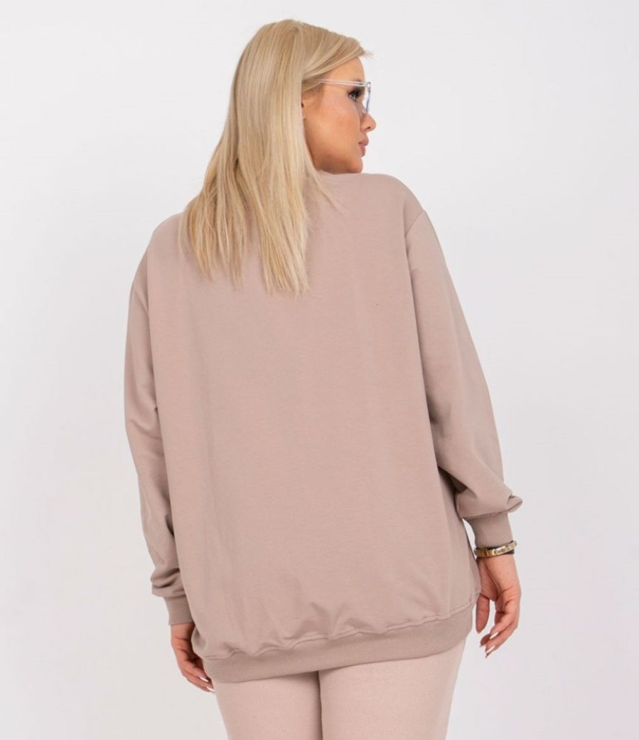 Odziez maloma Bluzy Basic | Bluza Damska Plus Size W Kolorze M Oversize Basic Ravena Bezowy